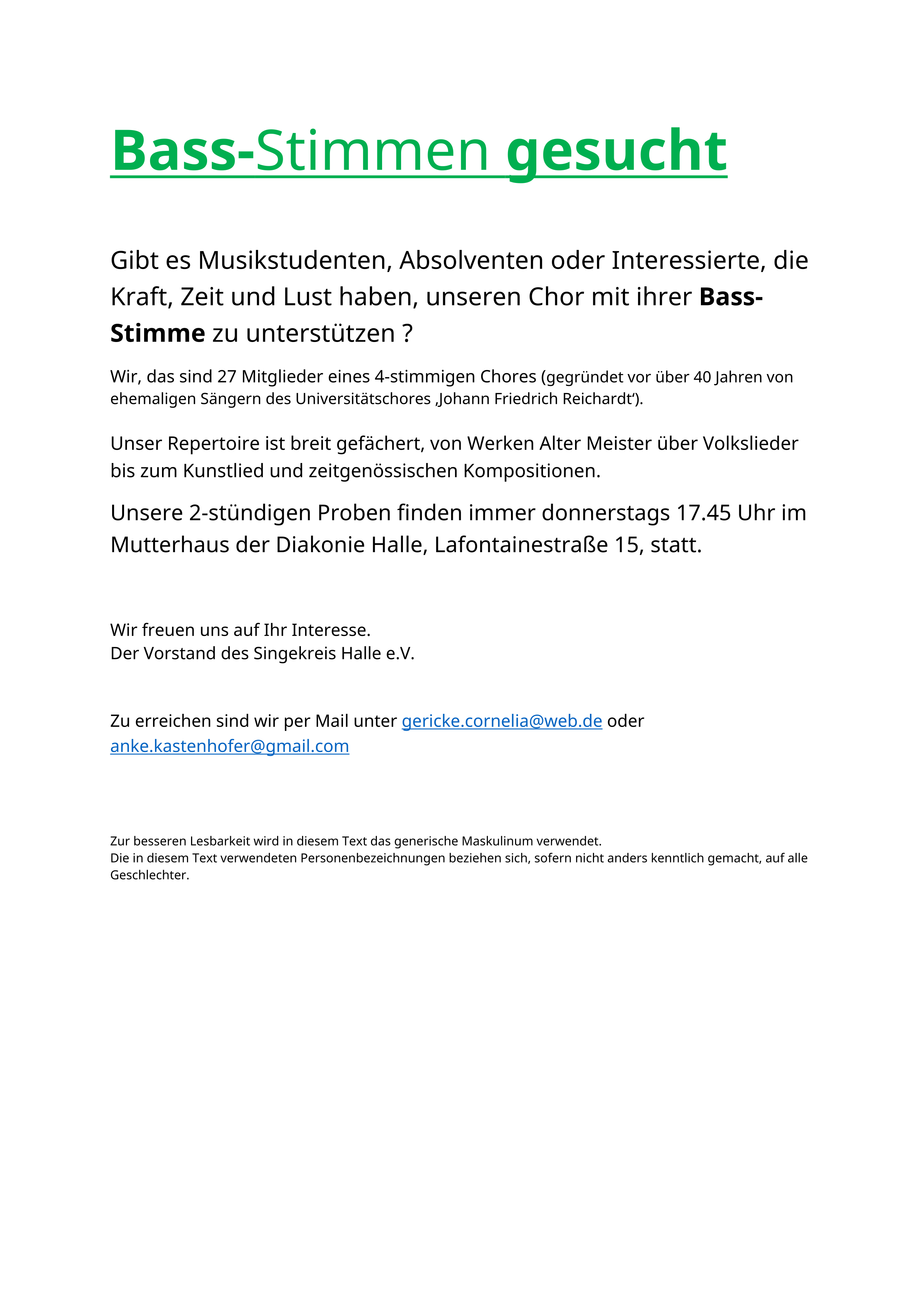 Bass gesucht